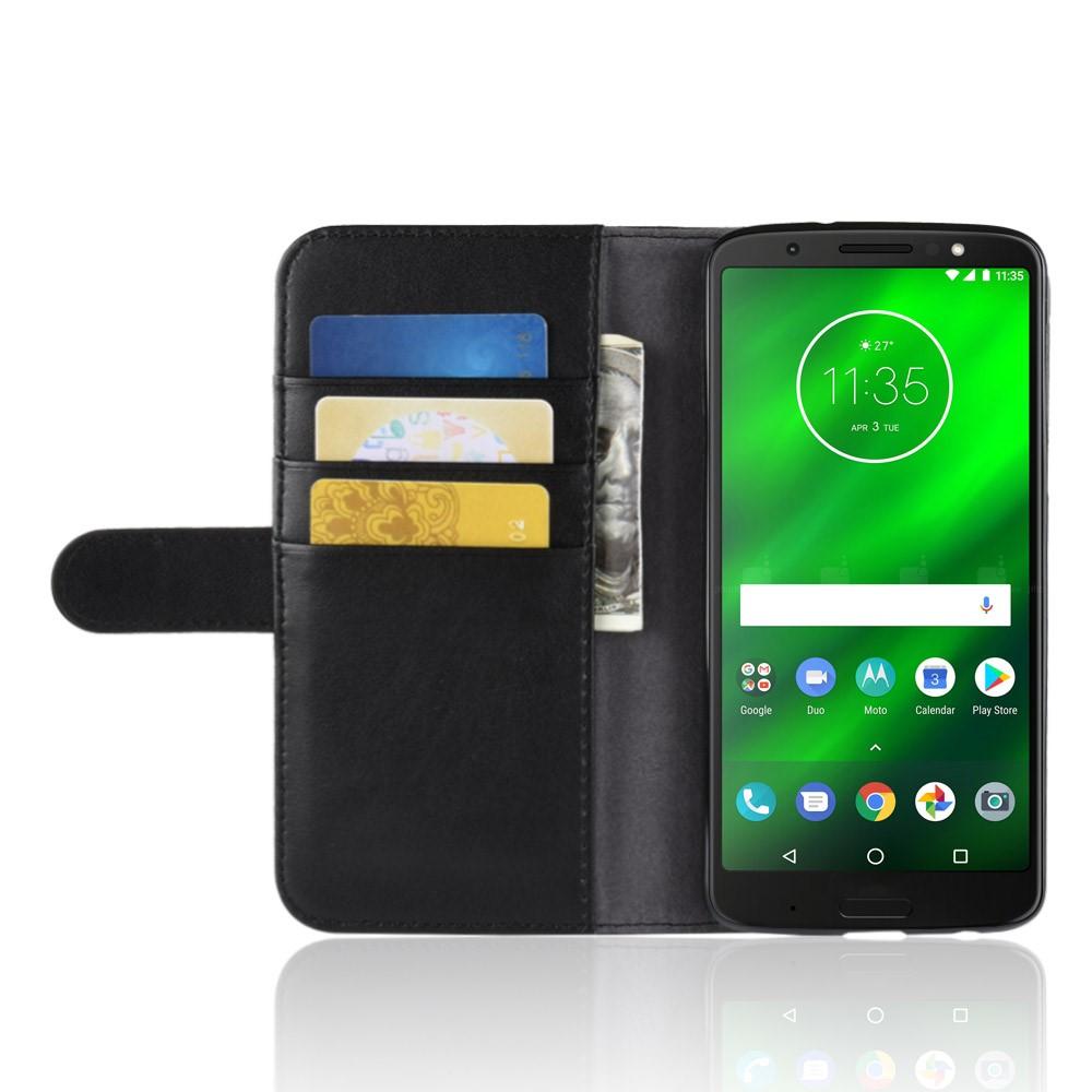 Ekte Lærveske Motorola Moto G6 Plus svart