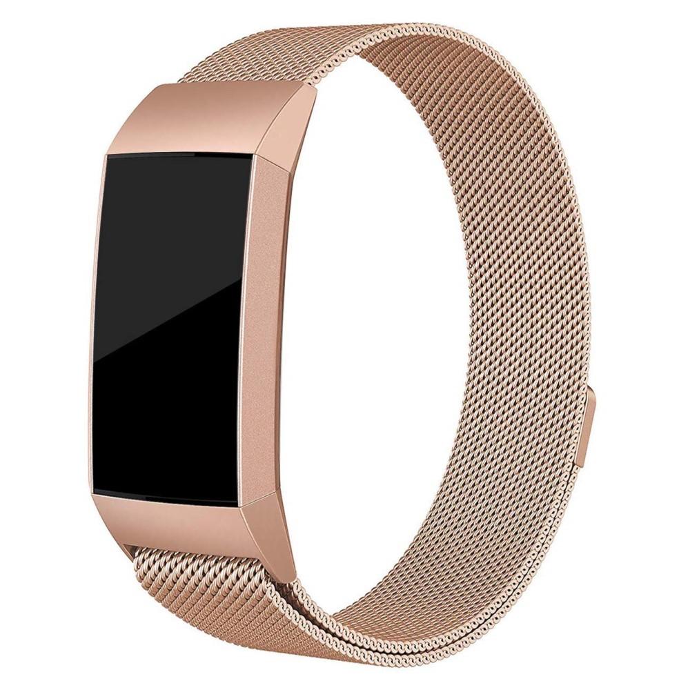 Armbånd Milanese Loop Fitbit Charge 3/4 rosegull