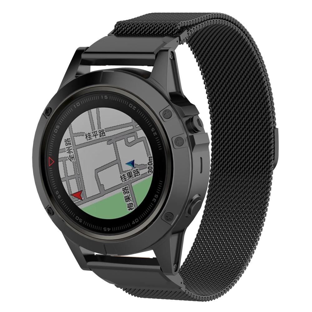 Garmin Fenix 7X Reim Milanese Loop svart