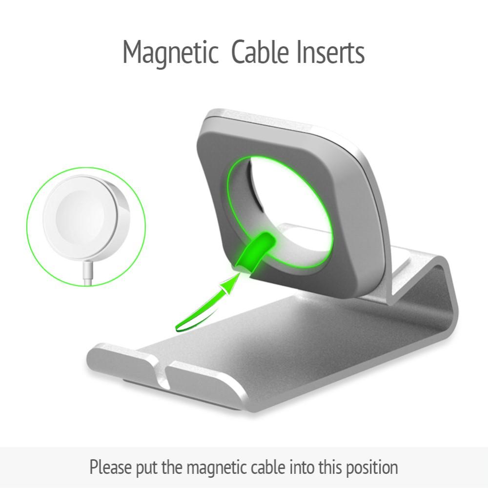 Bordstativ Aluminium Apple Watch sølv