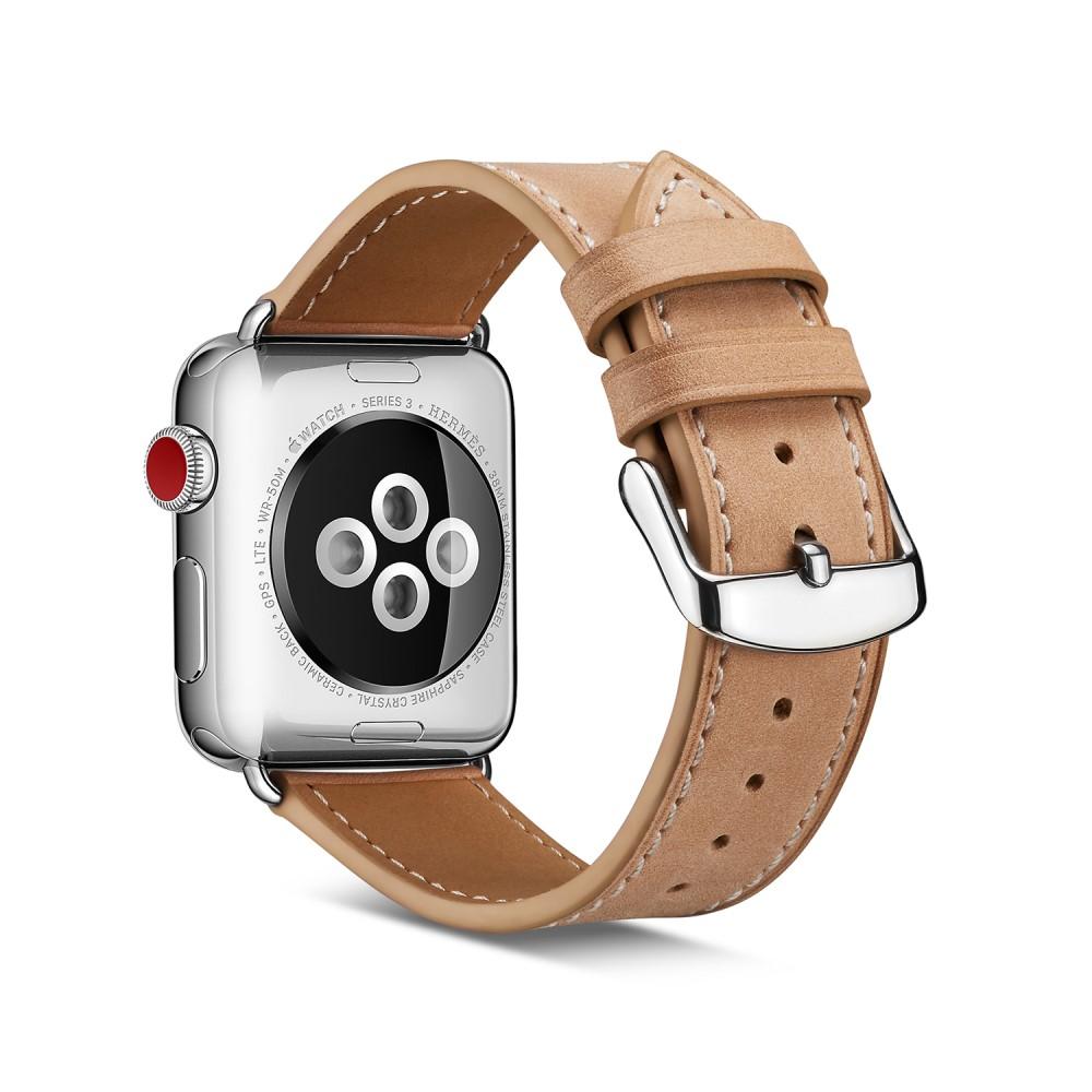 Lærarmbånd Apple Watch 42/44/45 mm khaki