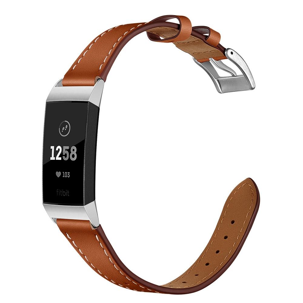 Fitbit Charge 3/Charge 4 Reim Lær Brun