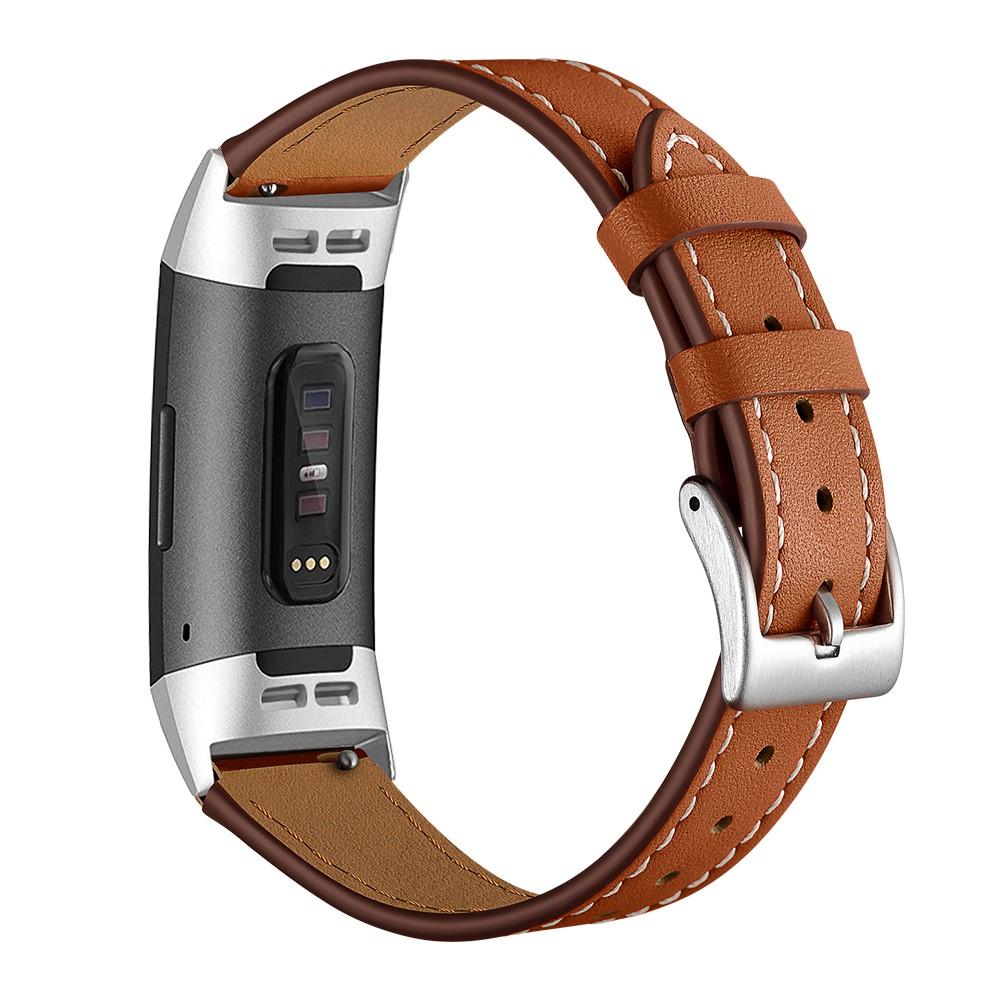 Fitbit Charge 3/Charge 4 Reim Lær Brun
