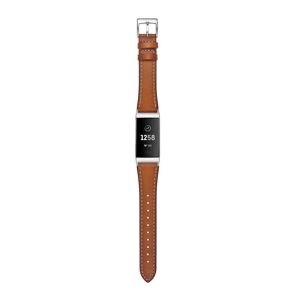 Fitbit Charge 3/Charge 4 Reim Lær Brun