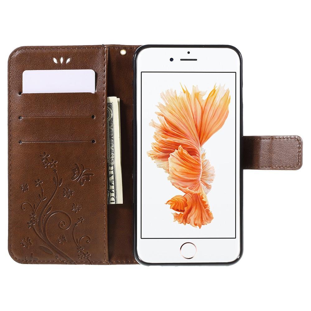 Lærveske Sommerfugler Apple iPhone 6/6S brun