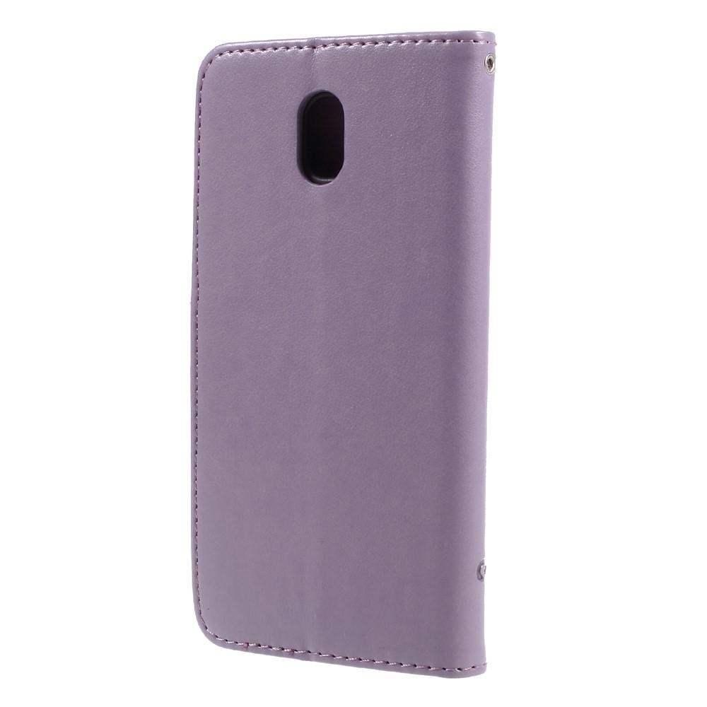 Lærveske Sommerfugler Samsung Galaxy J5 2017 Lilla