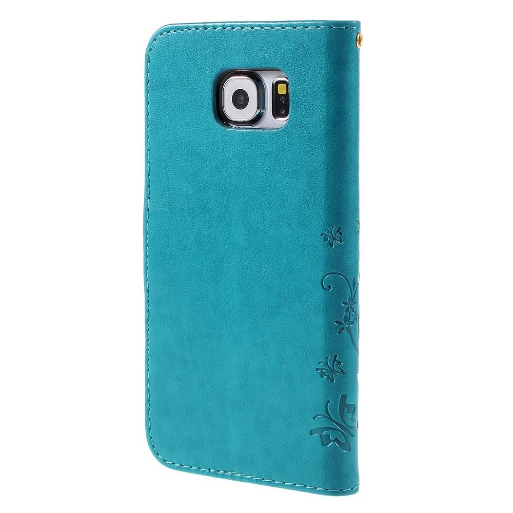 Lærveske Sommerfugler Samsung Galaxy S6 Blå