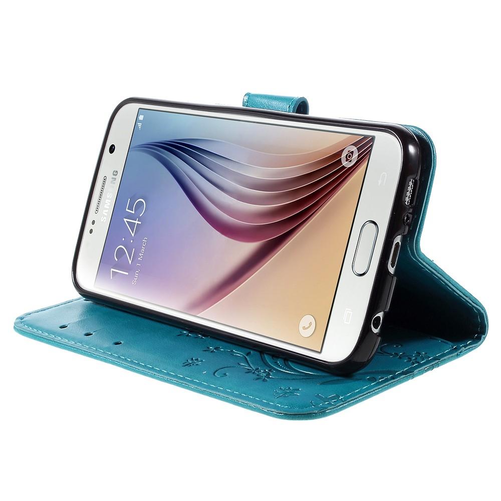 Lærveske Sommerfugler Samsung Galaxy S6 Blå