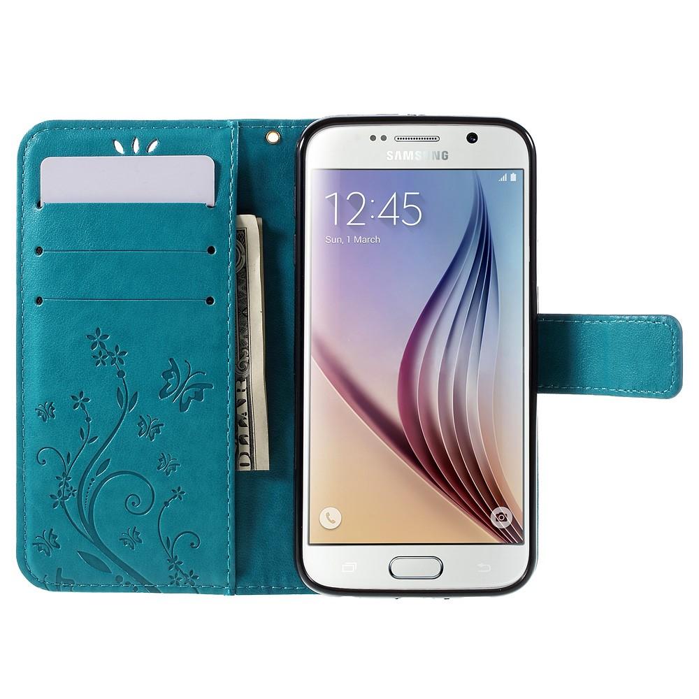 Lærveske Sommerfugler Samsung Galaxy S6 Blå