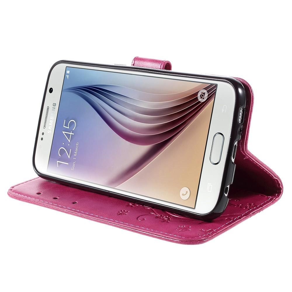 Lærveske Sommerfugler Galaxy S6 rosa