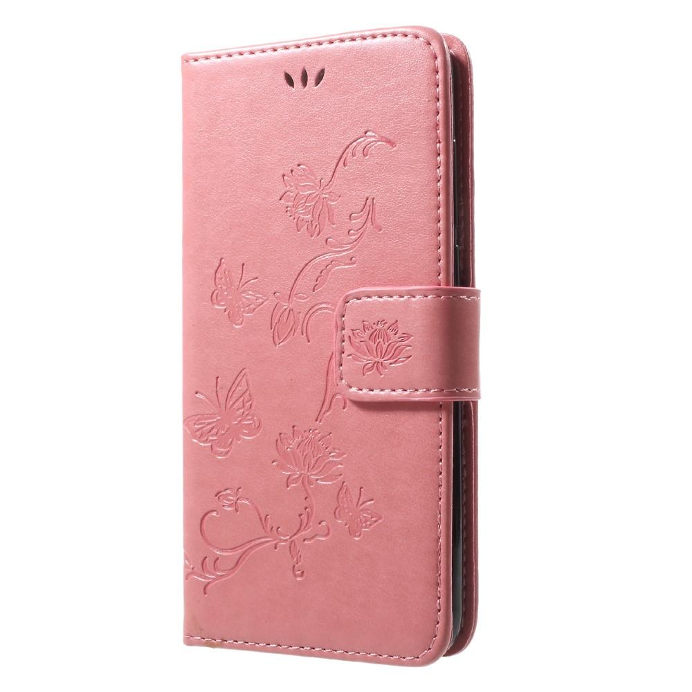 Lærveske Sommerfugler Huawei Honor 9 rosa