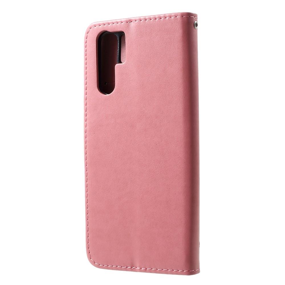 Lærveske Sommerfugler Huawei P30 Pro Rosa