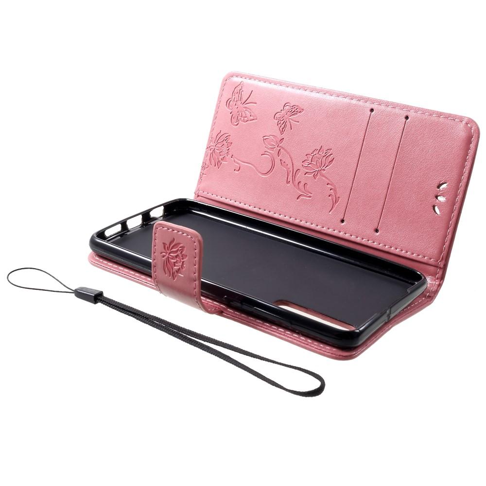 Lærveske Sommerfugler Huawei P30 Rosa