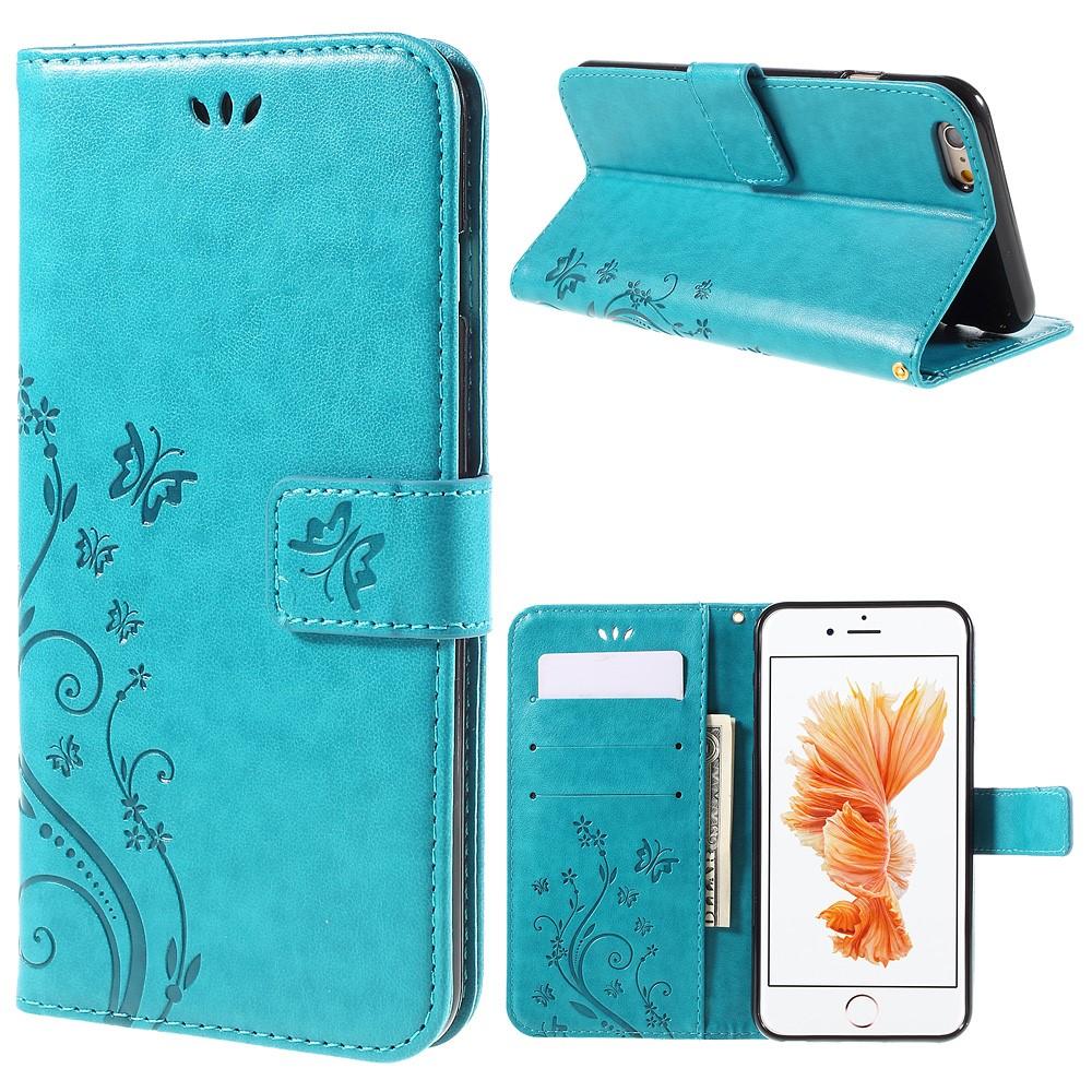 Lærveske Sommerfugler iPhone 6 Plus/6S Plus Blå
