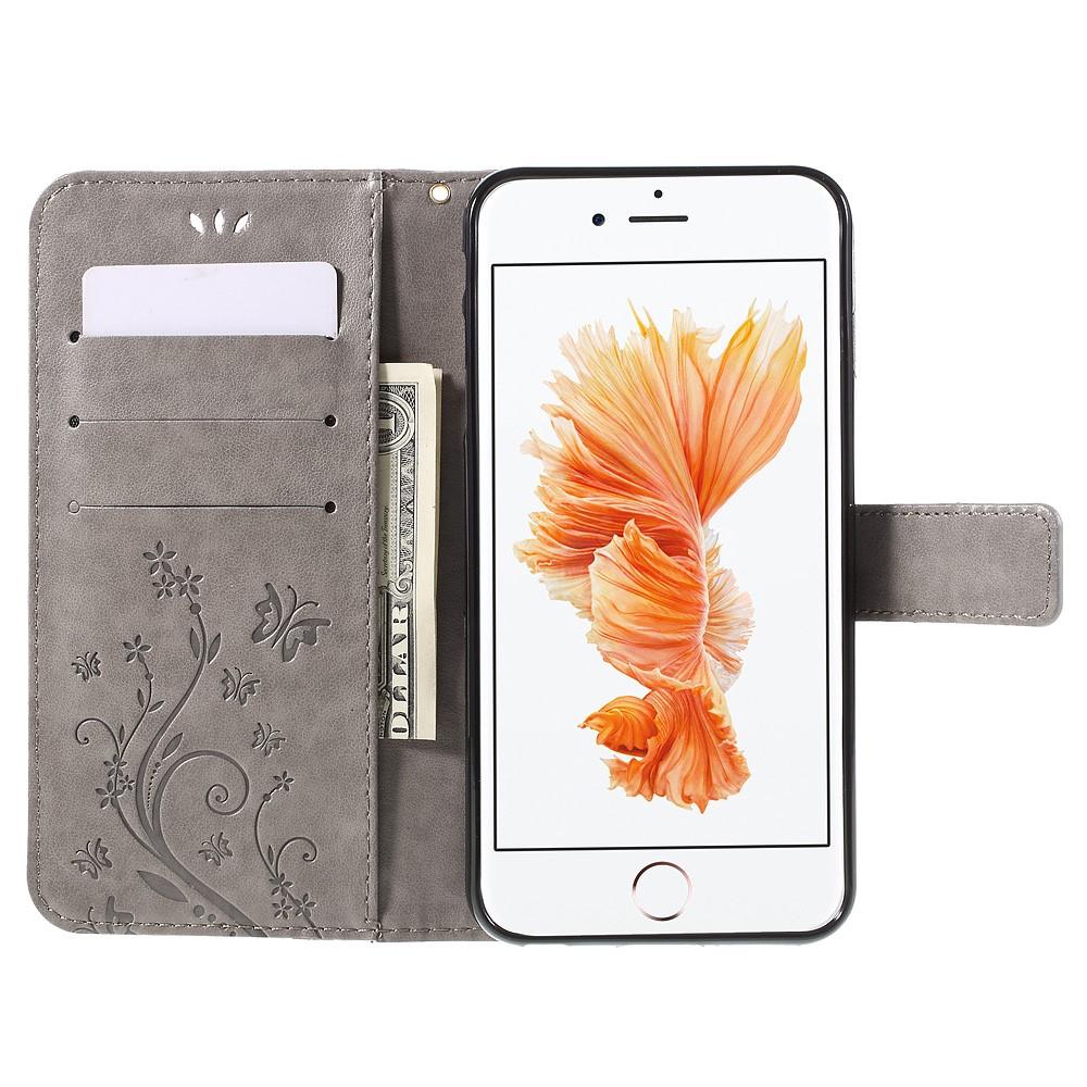 Lærveske Sommerfugler iPhone 6 Plus/6S Plus grå