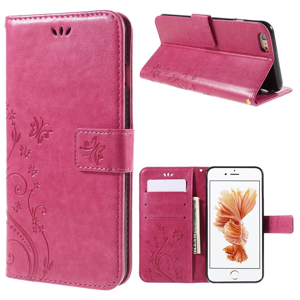 Lærveske Sommerfugler Apple iPhone 6 Plus/6S Plus Rosa