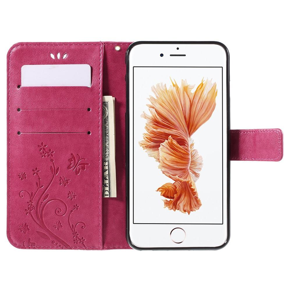 Lærveske Sommerfugler Apple iPhone 6 Plus/6S Plus Rosa