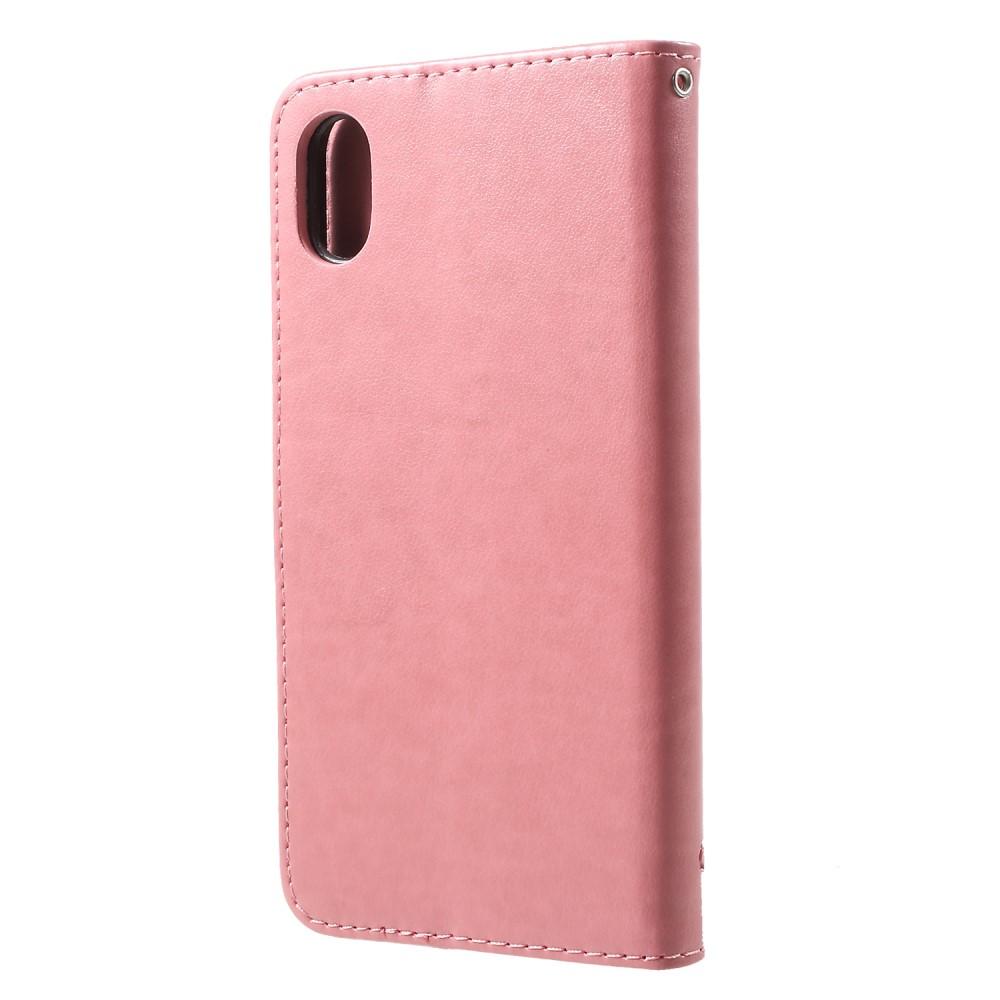 Lærveske Sommerfugler iPhone XR rosa