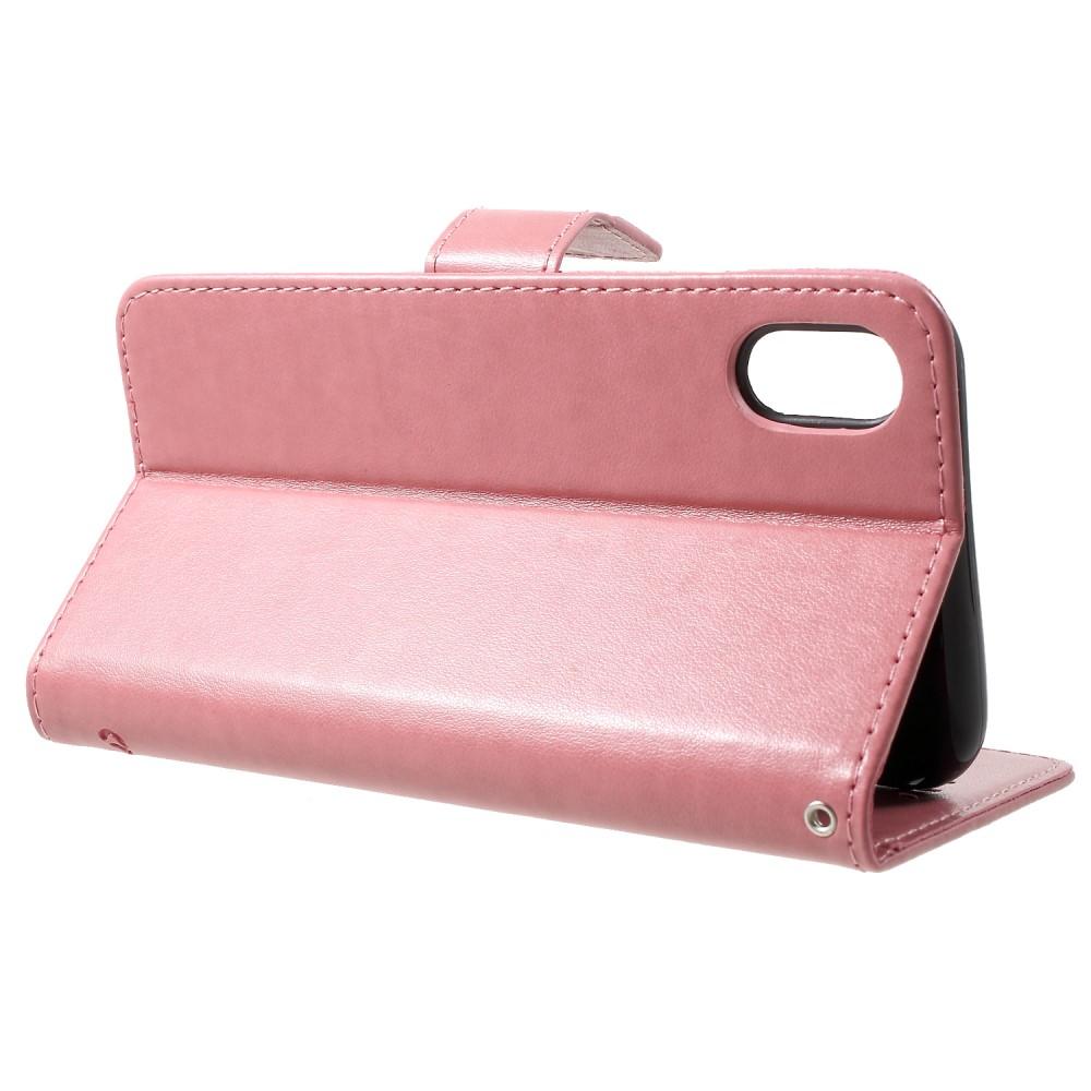 Lærveske Sommerfugler Apple iPhone Xr Rosa