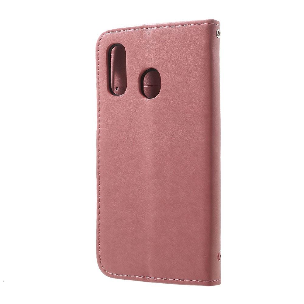 Lærveske Sommerfugler Samsung Galaxy A40 Rosa