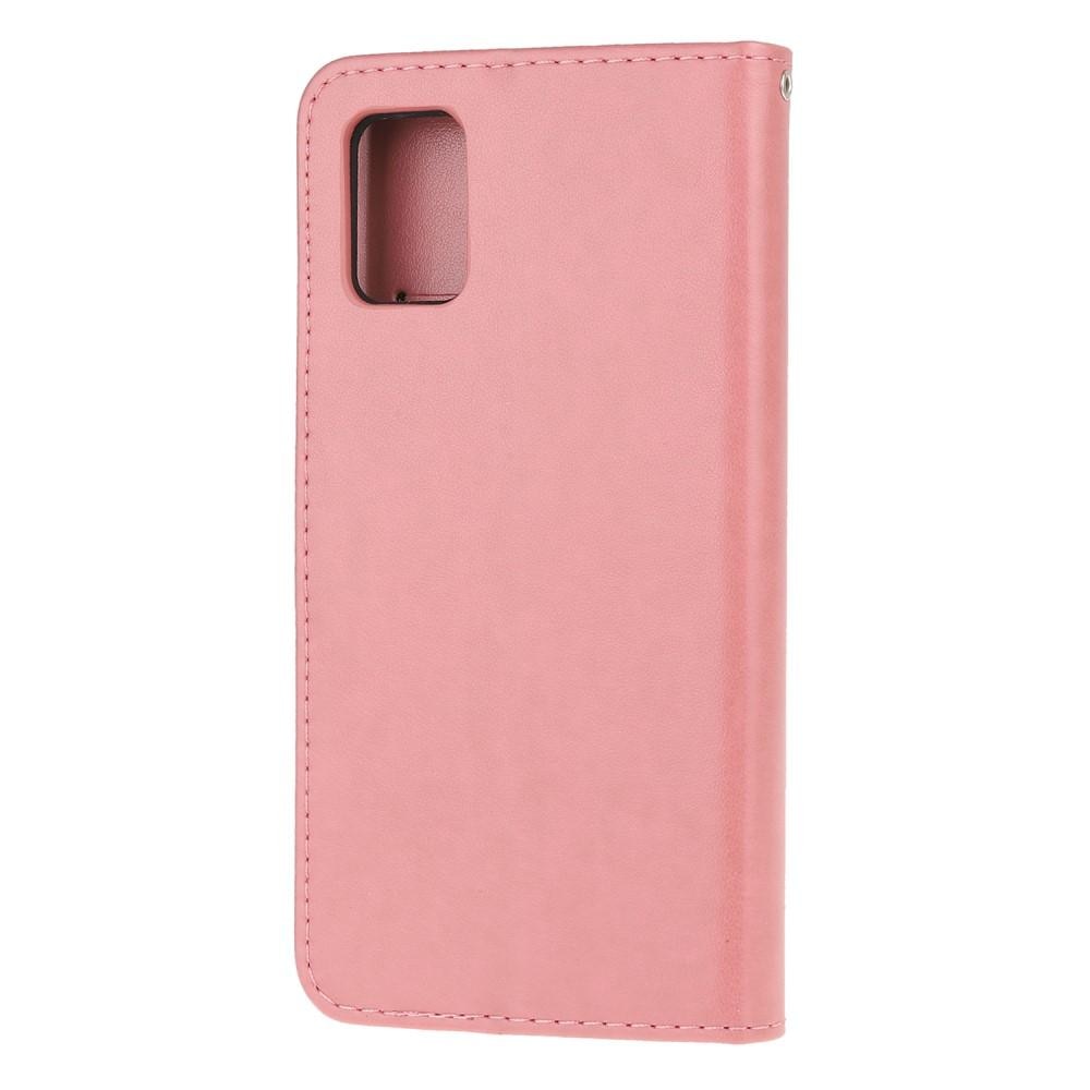 Lærveske Sommerfugler Samsung Galaxy A51 rosa
