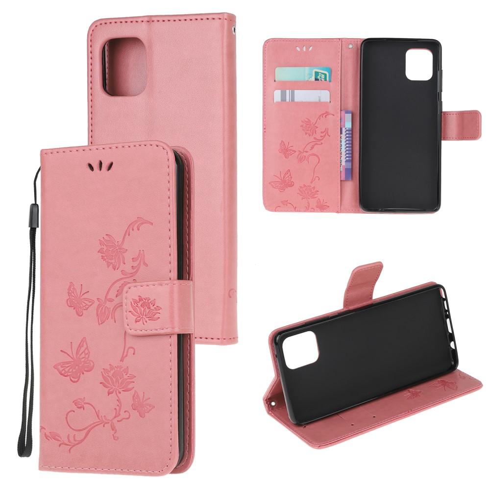 Lærveske Sommerfugler Samsung Galaxy Note 10 Lite rosa