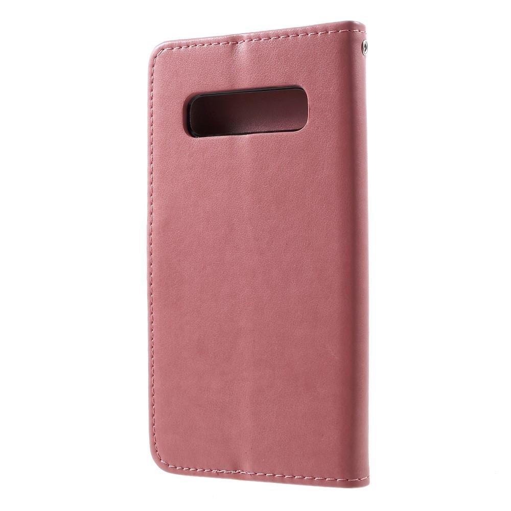 Lærveske Sommerfugler Samsung Galaxy S10 Plus rosa