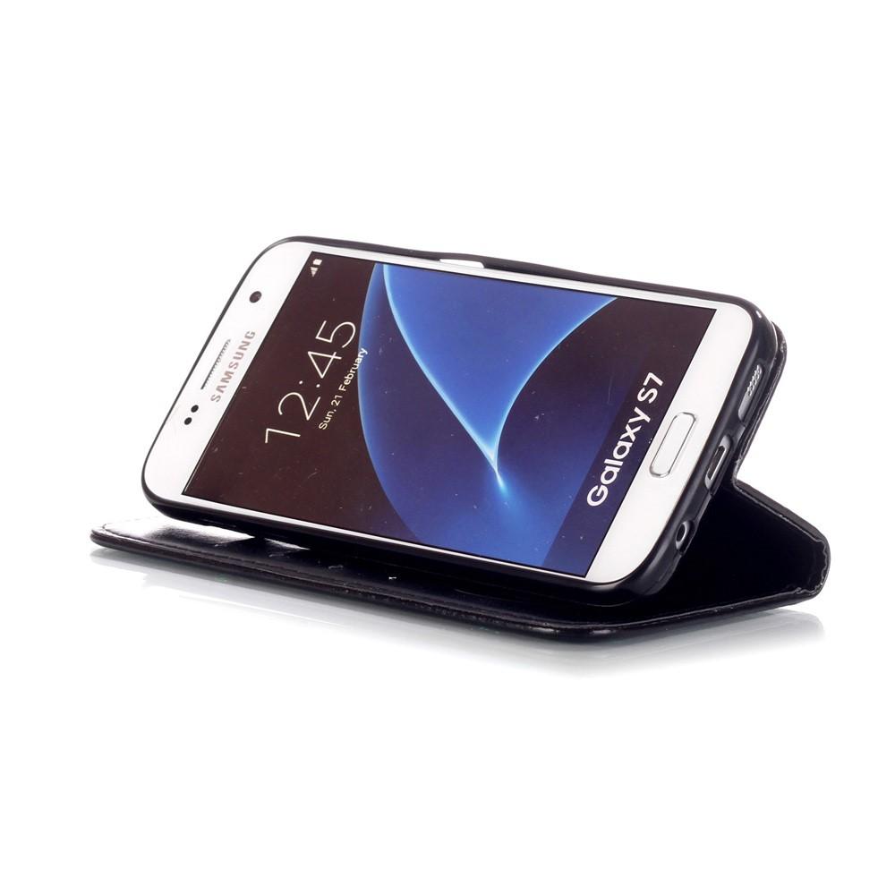 Lærveske Sommerfugler Samsung Galaxy S7 svart