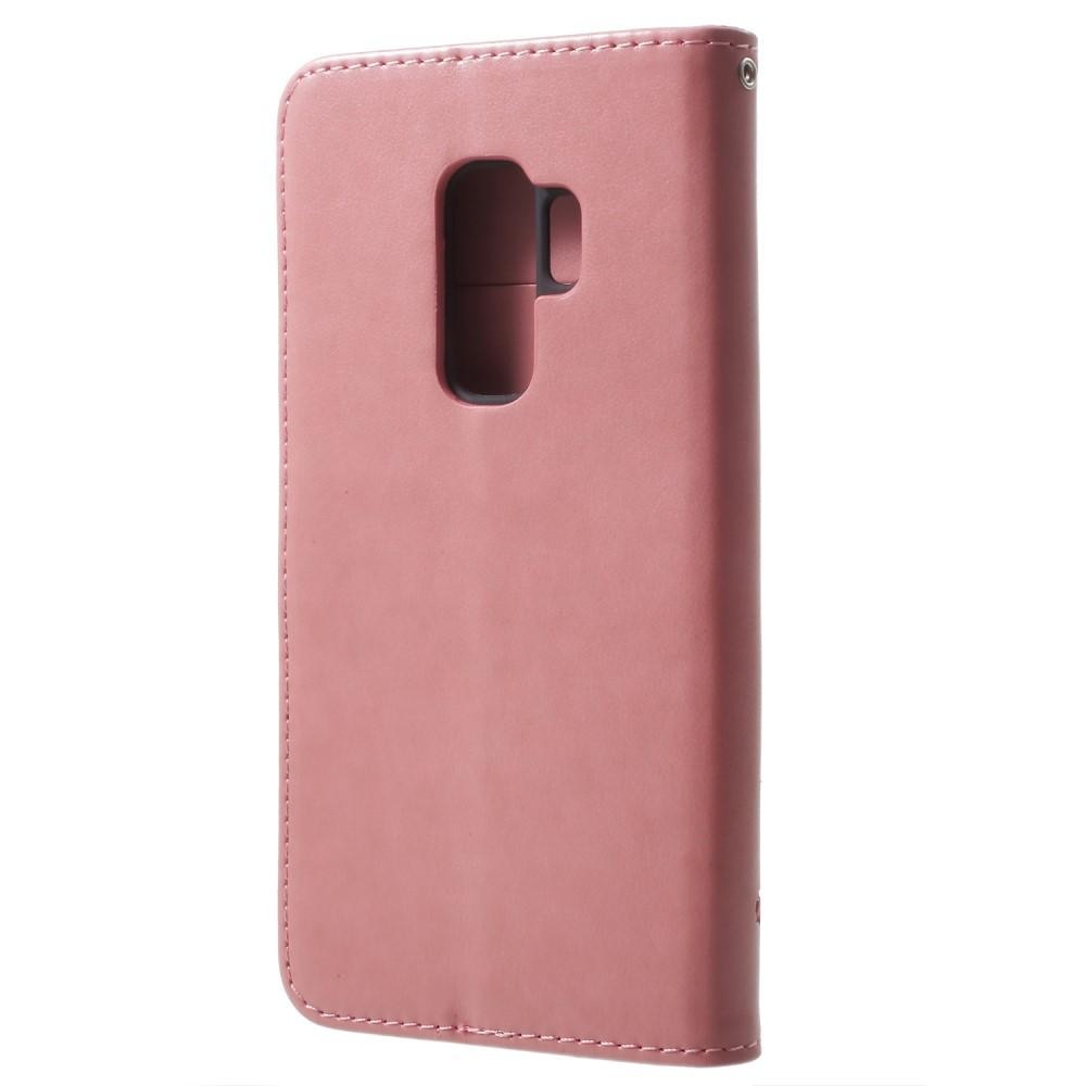 Lærveske Sommerfugler Samsung Galaxy S9 Plus Rosa