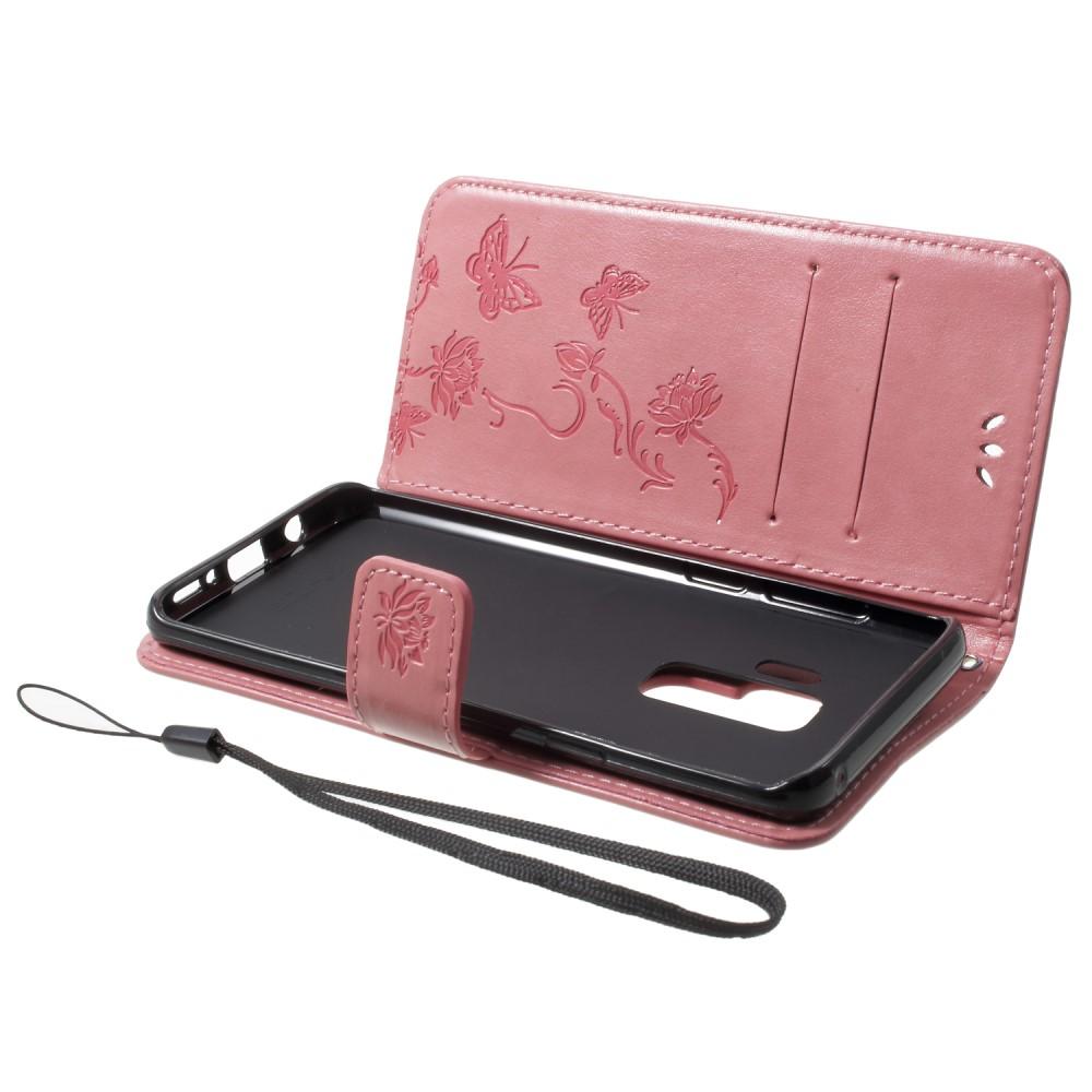 Lærveske Sommerfugler Samsung Galaxy S9 Plus Rosa