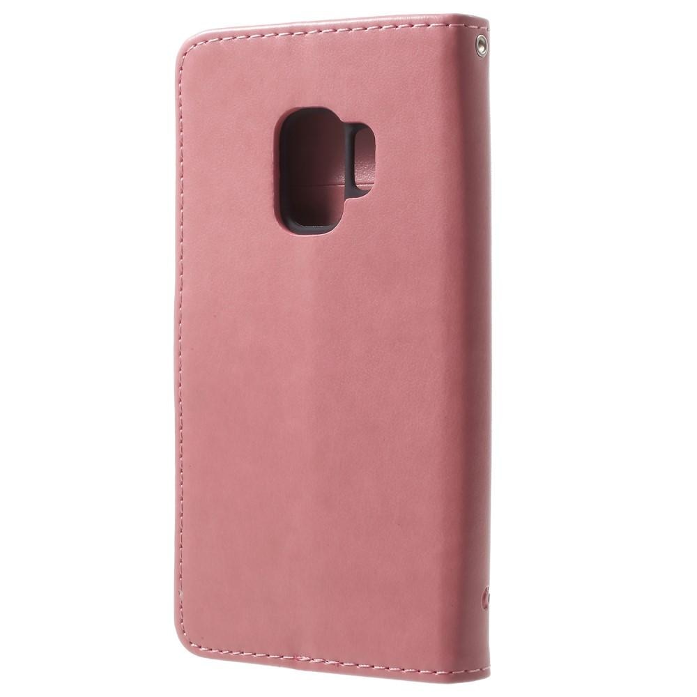 Lærveske Sommerfugler Samsung Galaxy S9 rosa