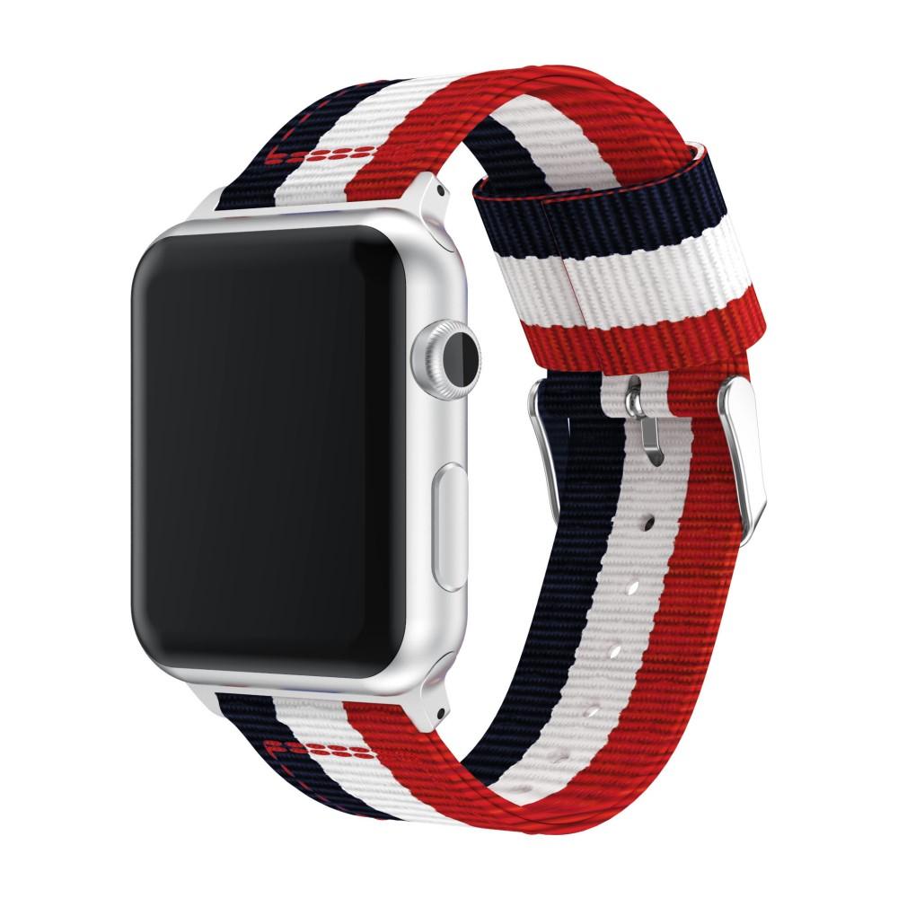 Nylonarmbånd Apple Watch 38/40/41 mm blå/hvit/rød