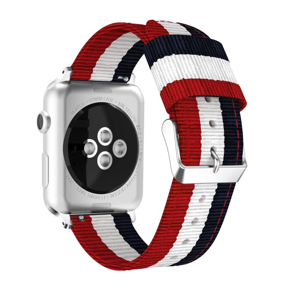 Apple Watch 45mm Series 9 Nylonreim blå/hvit/rød