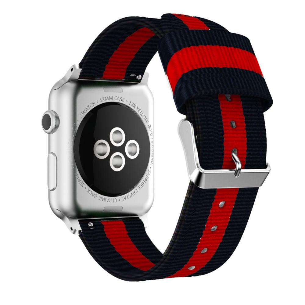 Apple Watch 42/44/45 mm Nylonreim svart/rød