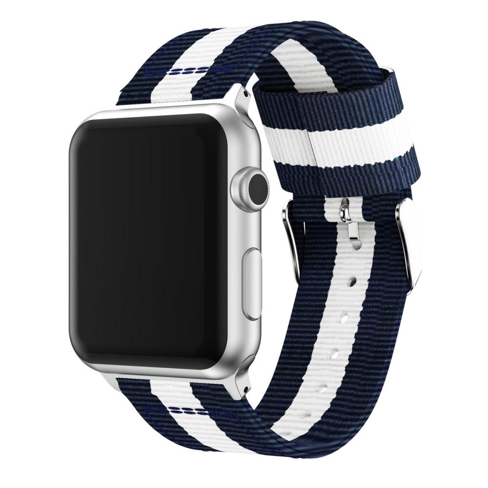 Apple Watch 42/44/45 mm Nylonreim blå/hvit
