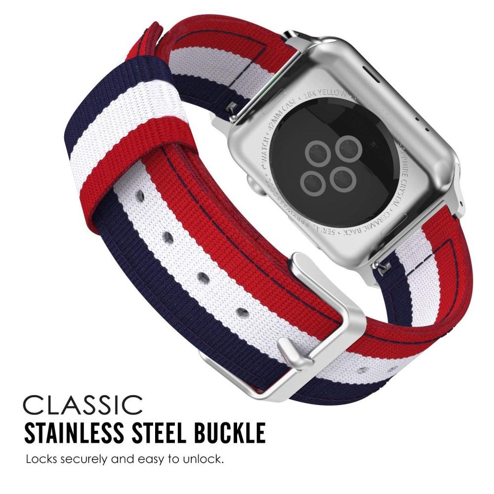 Apple Watch 42/44/45 mm Nylonreim blå/hvit/rød