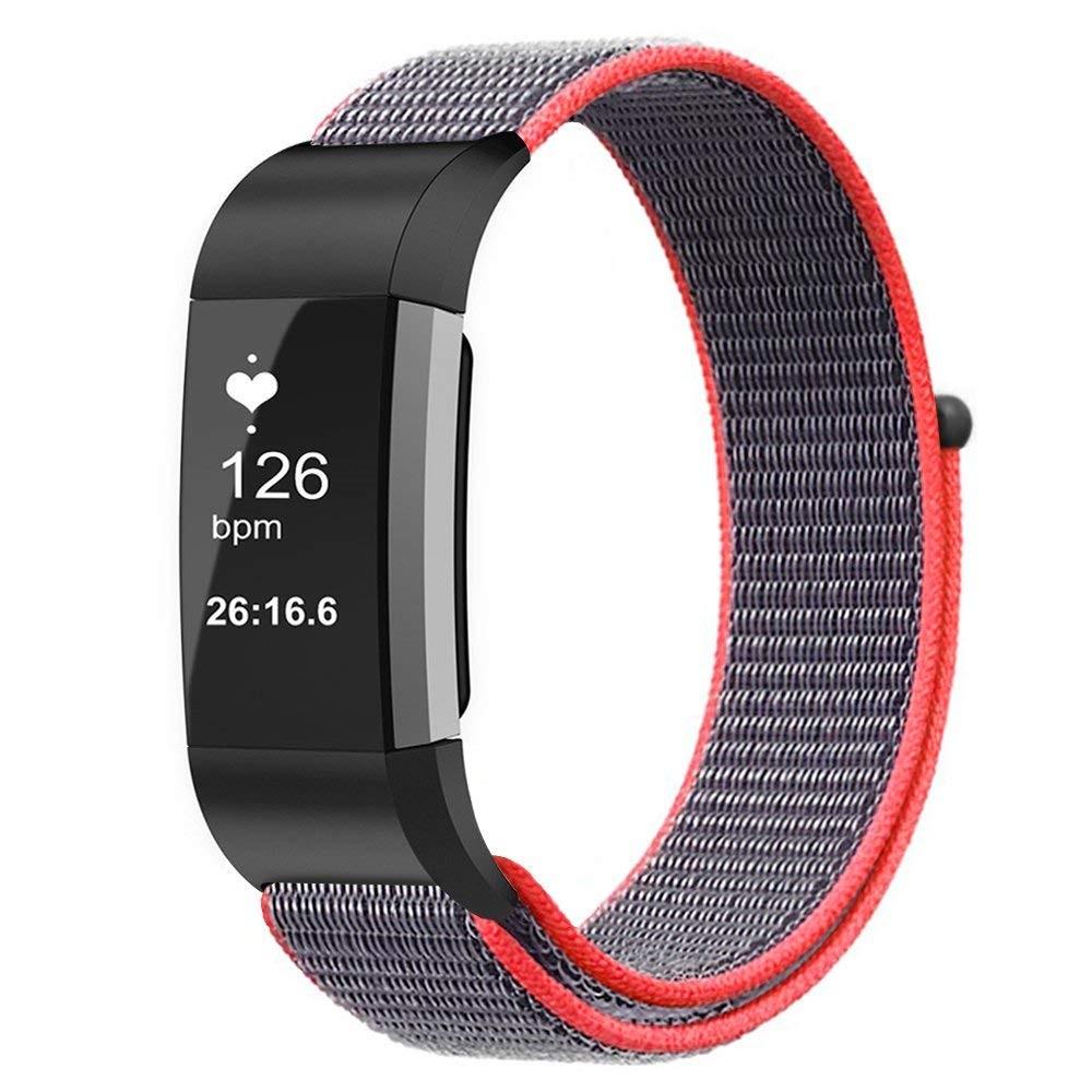 Fitbit Charge 3/4 Nylonreim grå/rosa