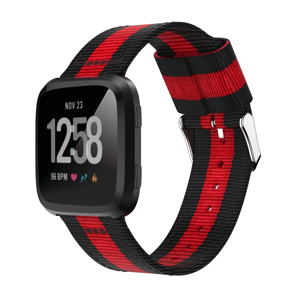 Nylonarmbånd Fitbit Versa/Versa 2 svart/rød