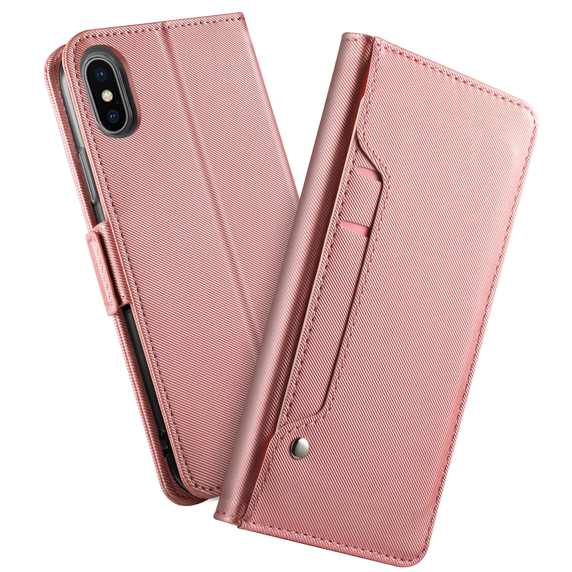 Lommebokdeksel Speil Apple iPhone XS Max Rosa Gull