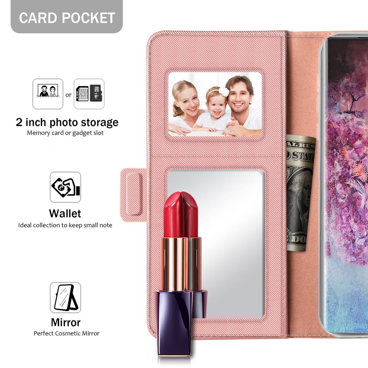 Lommebokdeksel Speil Galaxy Note 10 Rosa Gull