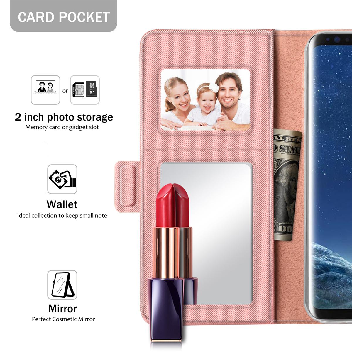 Lommebokdeksel Speil Galaxy S8 Rosa Gull