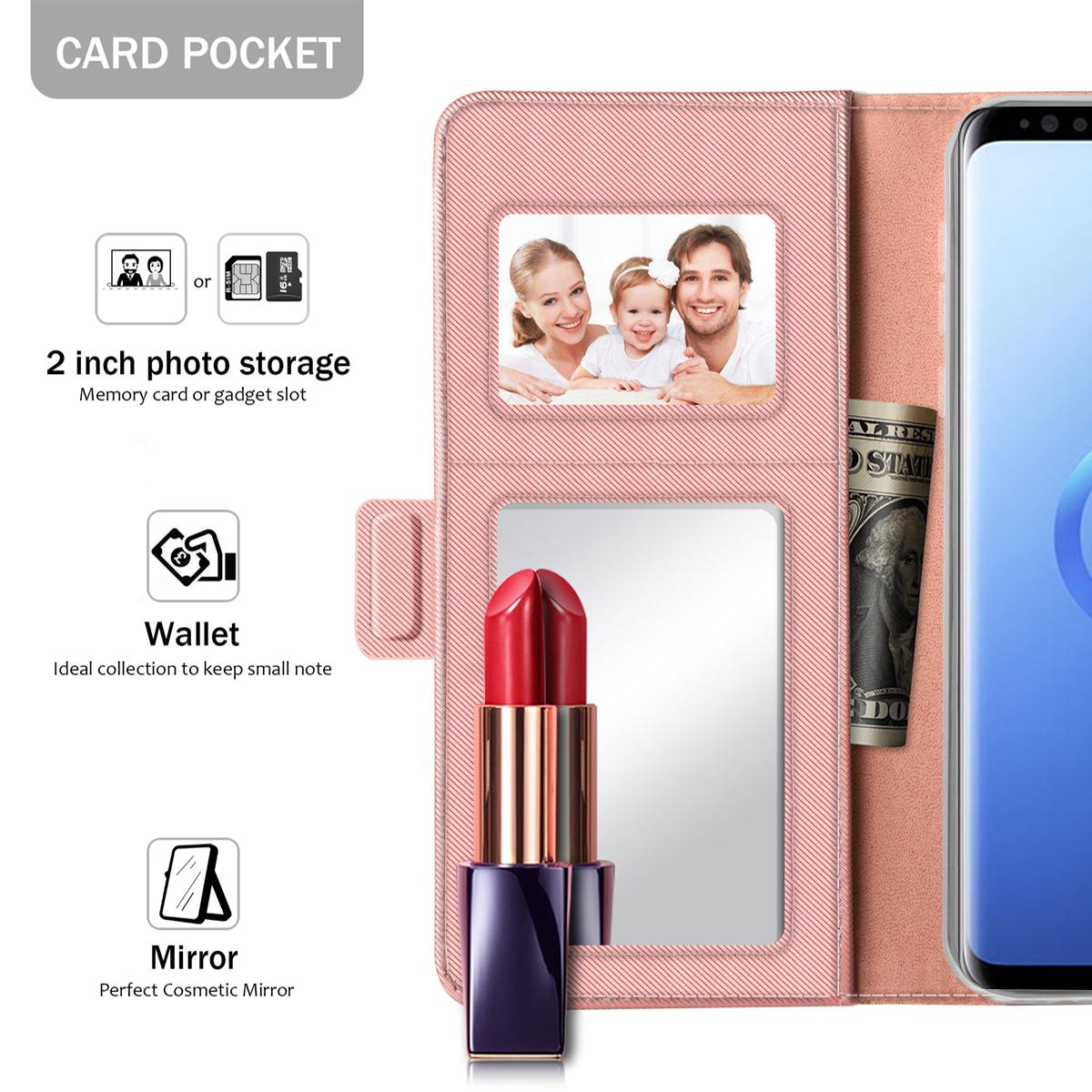 Lommebokdeksel Speil Galaxy S9 Plus Rosa Gull