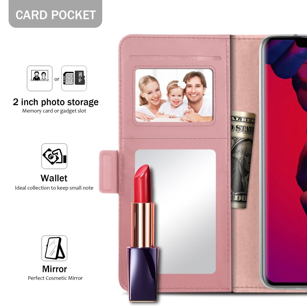 Lommebokdeksel Speil Huawei Mate 20 Pro Rosa Gull