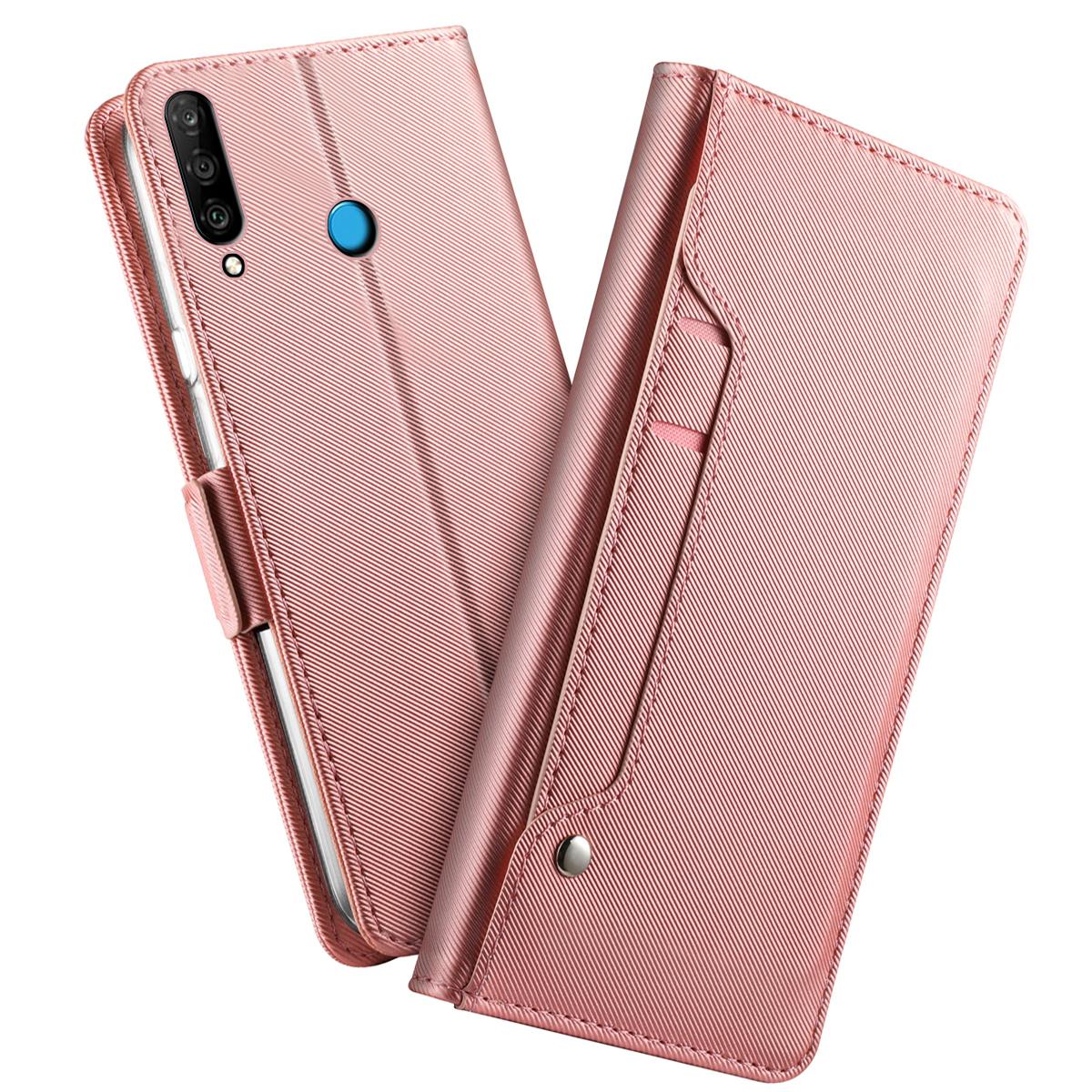 Lommebokdeksel Speil Huawei P30 Lite Rosa Gull