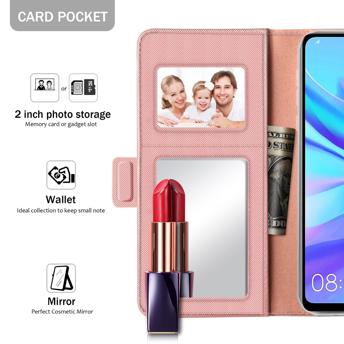 Lommebokdeksel Speil Huawei P30 Lite Rosa Gull