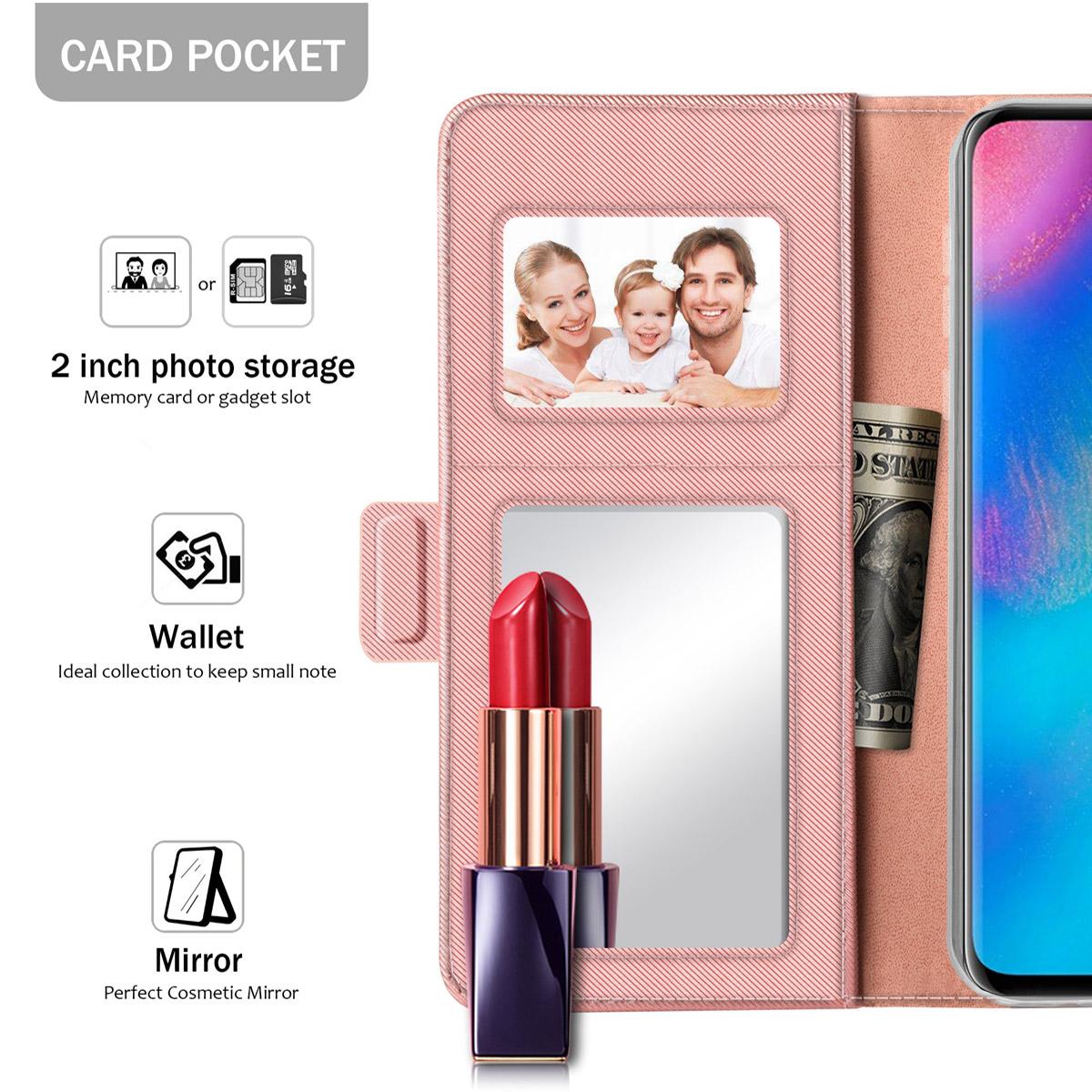 Lommebokdeksel Speil Huawei P30 Pro Rosa Gull