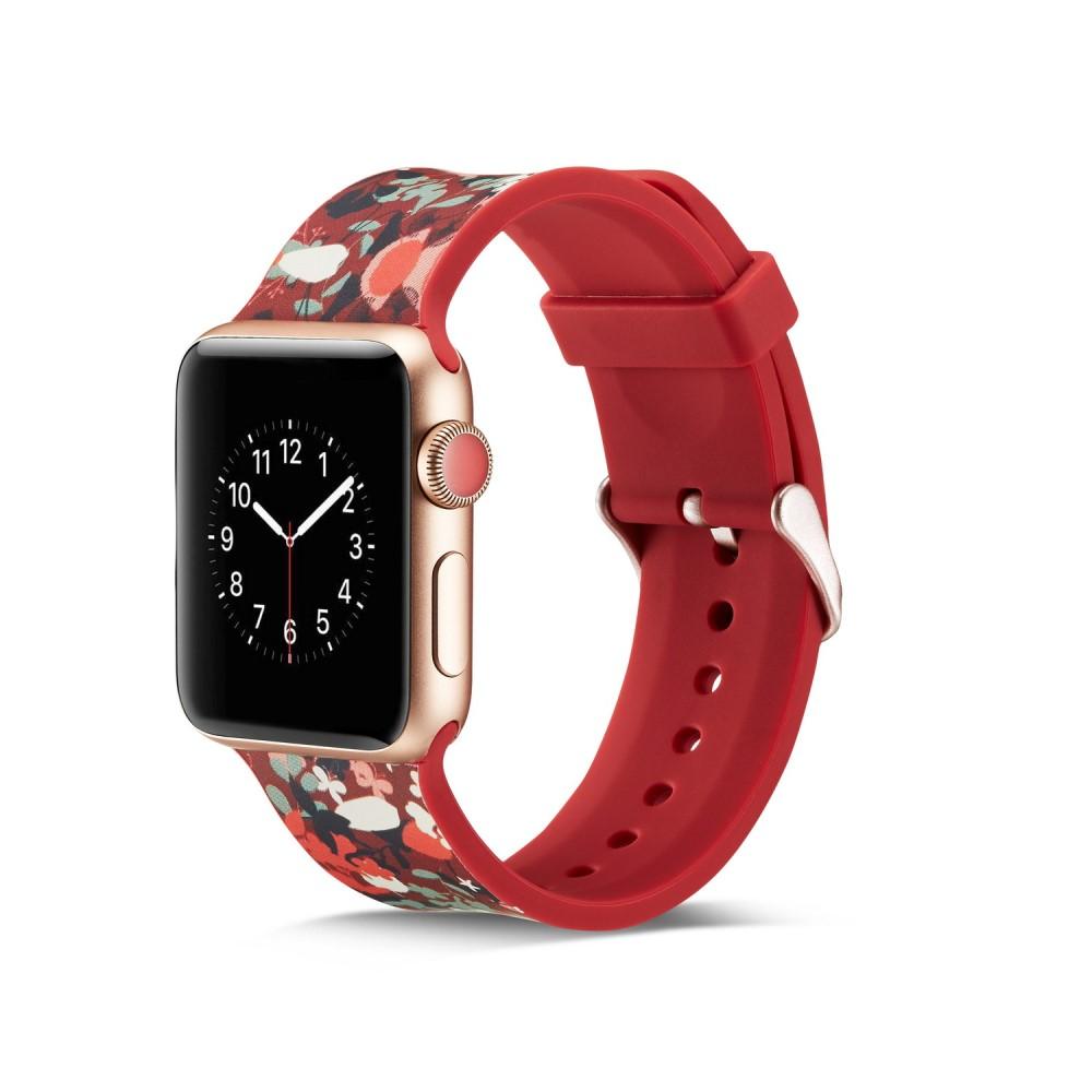 Silikonarmbånd Apple Watch 38/40/41 mm rød blommor