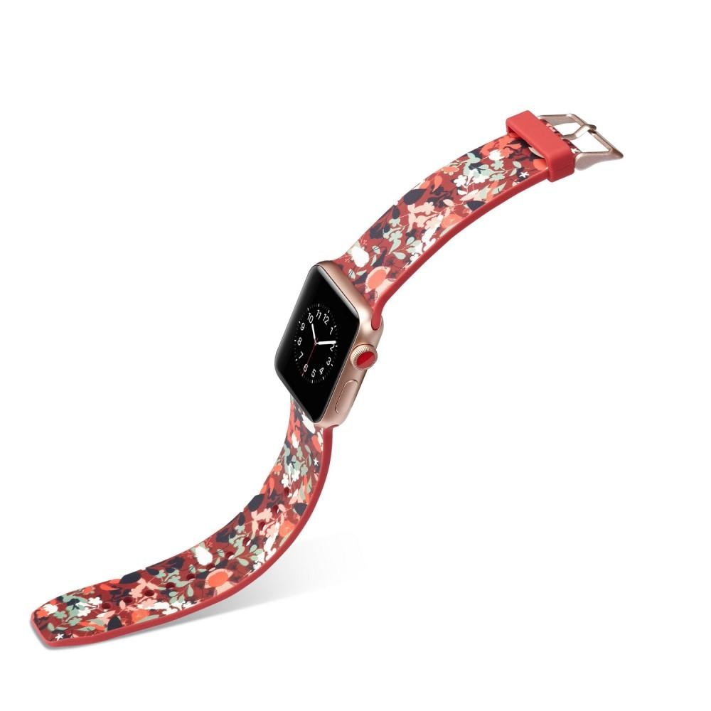 Silikonarmbånd Apple Watch 38/40/41 mm rød blommor