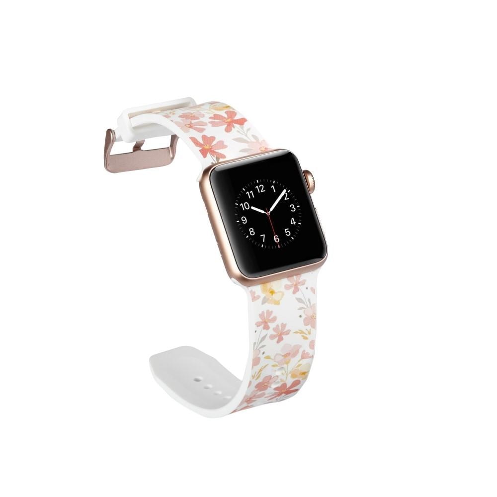 Silikonarmbånd Apple Watch 38/40 mm hvit blommor