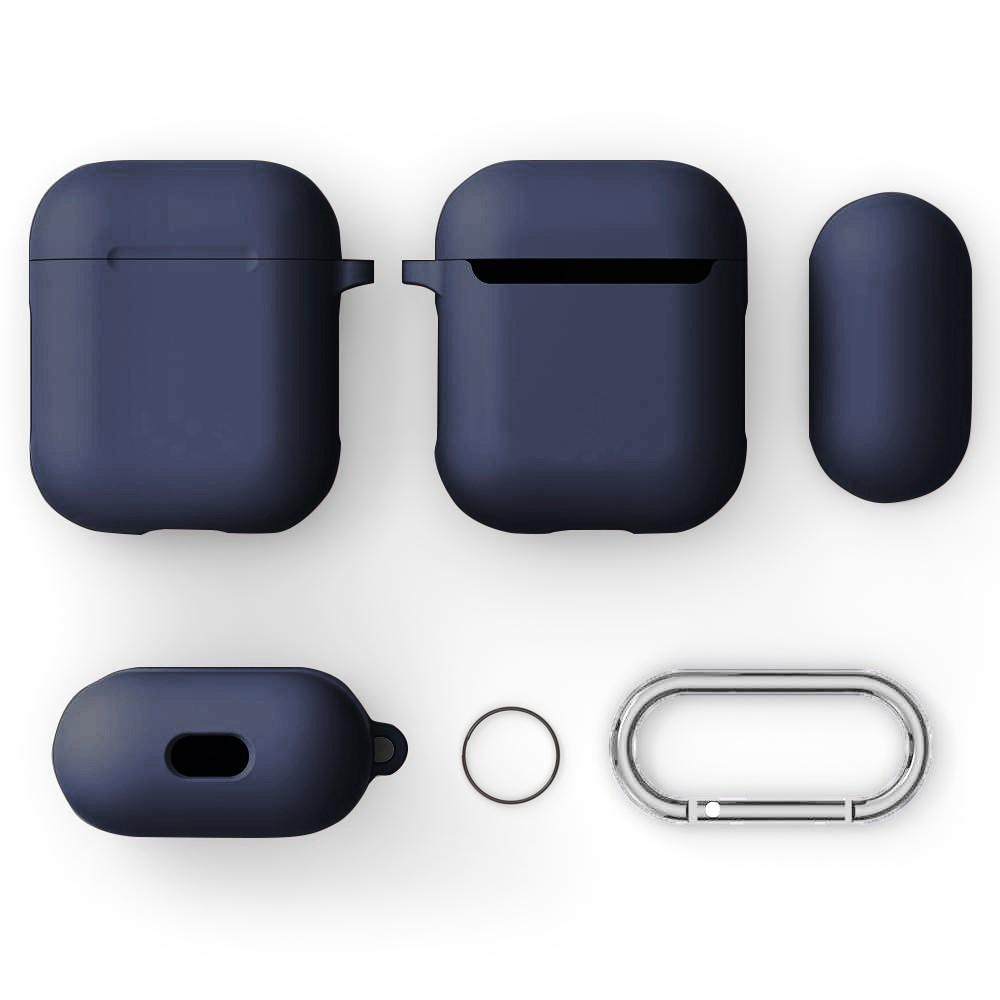 Silikondeksel med karabinkrok Apple AirPods marineblå